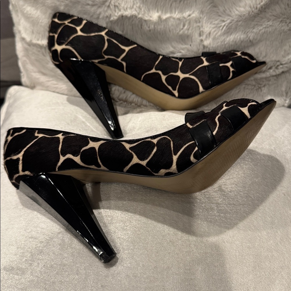 Nine West Leopard Print Peep Toe Heels Classic Animal Print Pumps Size 8 - Picture 2 of 10